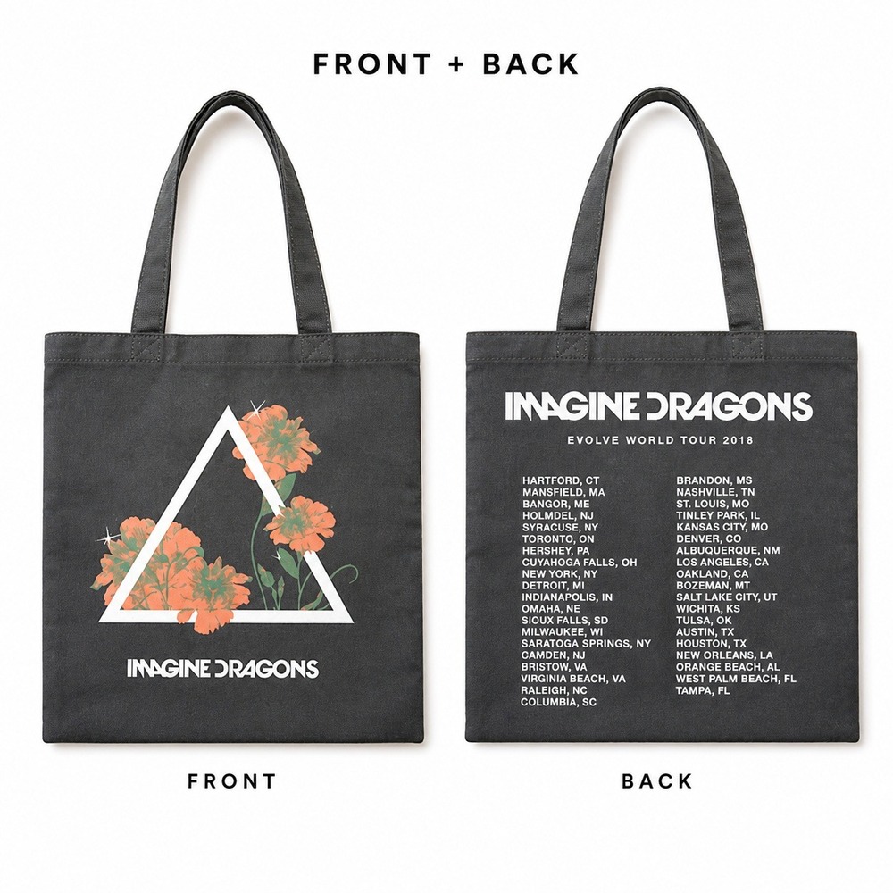 Imagine Dragons 2018 Evolve Tour Tote Bag Graphic Merch - Picture 2 of 8